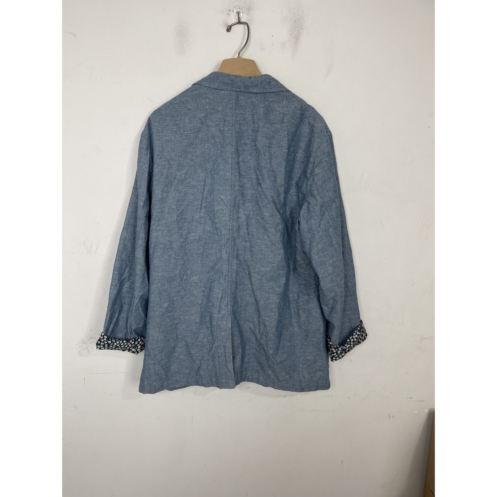 Goodfellow & Co Men's L Blue Chambray Linen Blend Blazer Sport Coat Jacket